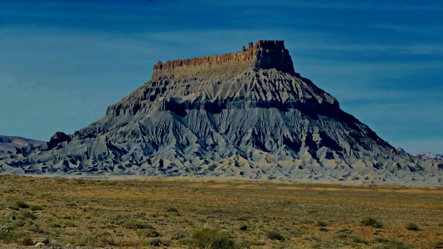 Factory Butte seen from the street Ut24 closen to the eastern entrance of the Capitol Reef National Park